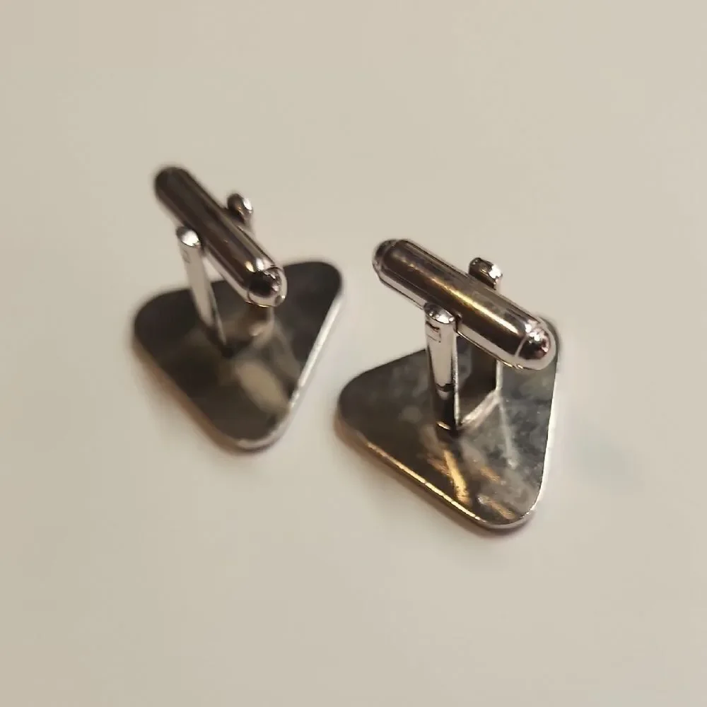 Vintage Triangle Silver Toned Cufflinks Mid Century